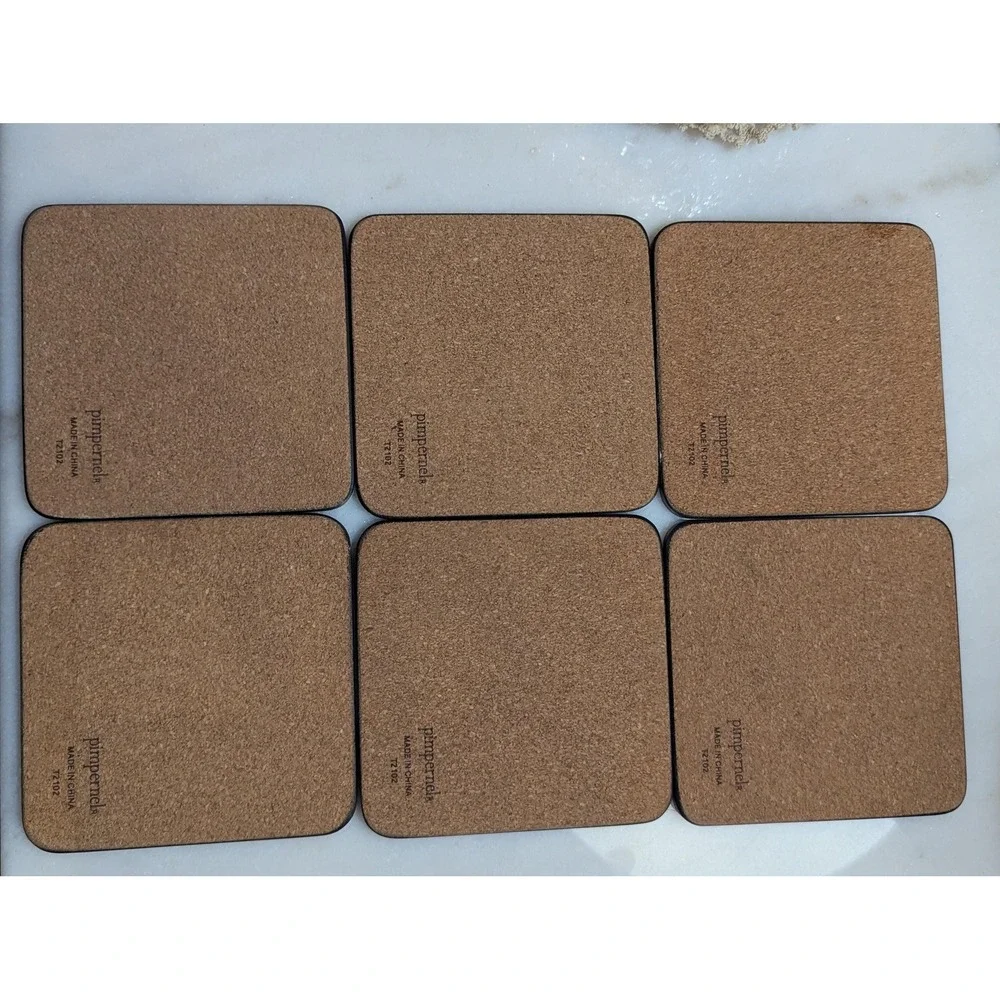 Pimpernel Blue Italian Coasters Set of 6 Cork Back Drink Coasters